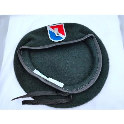 United States Us Army 11th Special Forces Group Wool Green Beret & FIRST LIEUTENANT OFFICER RANK INSIGNIA Military Hat