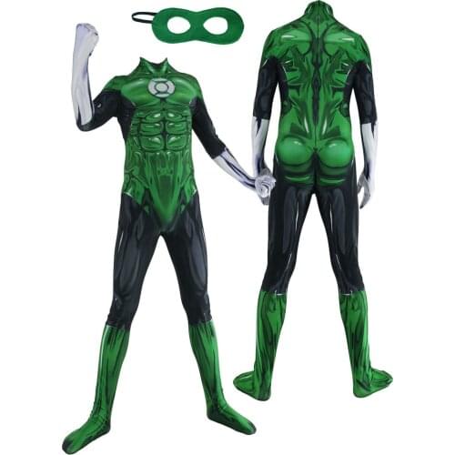 Anime Lantern Role Play Cosplay Costume Green Bodysuit Halloween Party For Adult Men Kids Jumpsuits