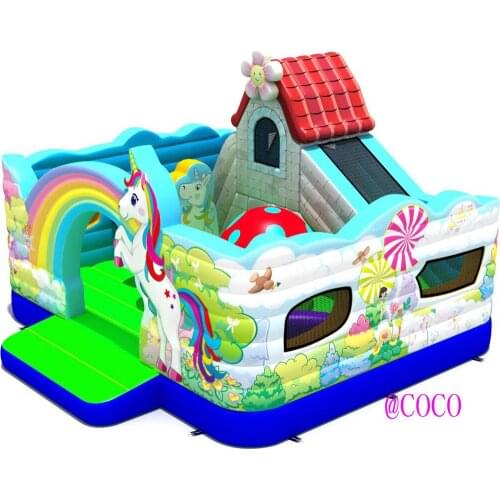Free shipping to door,newest inflatable bouncer house, unicorn inflatable jumping bouncer playground for kids