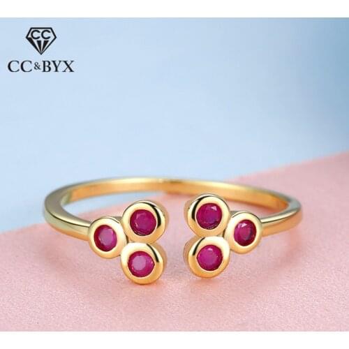 CC Rings For Women S925 Silver Plated Classic Jewelry CZ Yellow Gold Color Open Ring Bridal Wedding Accessories CC1598