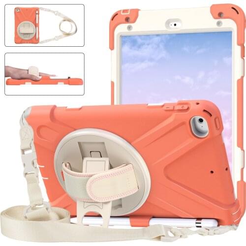 For iPad Mini 5 Case with Pencil Holder Kids Heavy Duty 360 Swivle Kickstand Hand Shoulder Strap Rugged Cover for iPad Mini 4 5