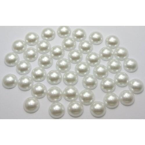 Pure White Half Pearl Bead 10mm Flat Back Round Scrapbook Craft diy Accessories