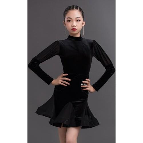 Children Winter New Latin Dance Dress For Girls Latin Dance Practice Clothes Salsa Dress Latin Dance Competition Dresses DQS3744