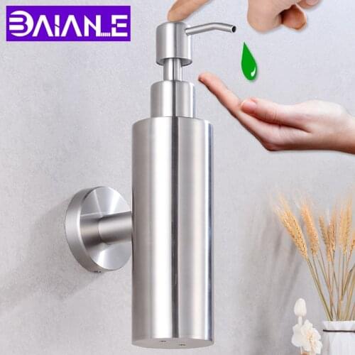 Liquid Soap Dispenser Wall Mounted Stainless Steel Bathroom Shower Lotion Pump Bottle Rotate Kitchen Hotel Foam Soap Dispenser