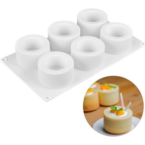 6 Holes Pudding Mold 3D Silicone Molds for Art Cake Mousse Dessert Round Cupcake Mould DIY Homemade Baking Tools