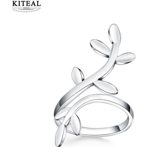 KITEAL 2018 New silver ring 925 stamp Flower tree of life Leaf Ring exaggerated Open Unisex Engagement wedding gift