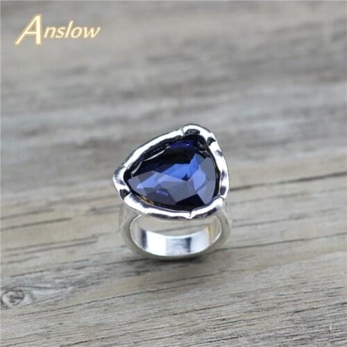 Anslow Fashion Jewelry Creative Design Large Heart Crystal Couple Lovers' Wedding Engagement Ring High Quality Gift LOW0050AR