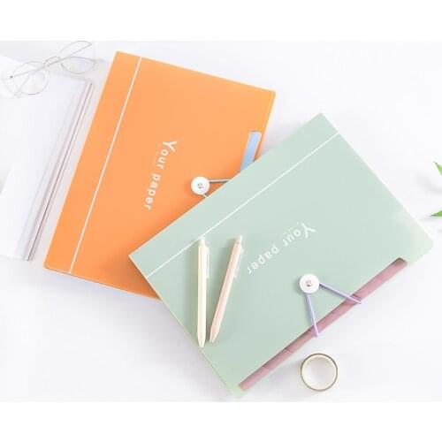CREATIVE Fresh candy color multi-layer A4 insert folder file bag 5/8 grid into button information storage organ bag stationery
