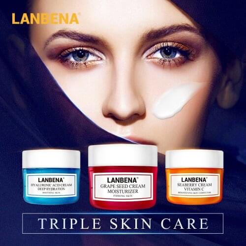 LANBENA Face Care Vitamin C Hyaluronic Acid Face Cream Moisturizing Anti Aging Fade Freckls Melanin Whitening Cream Skin Care