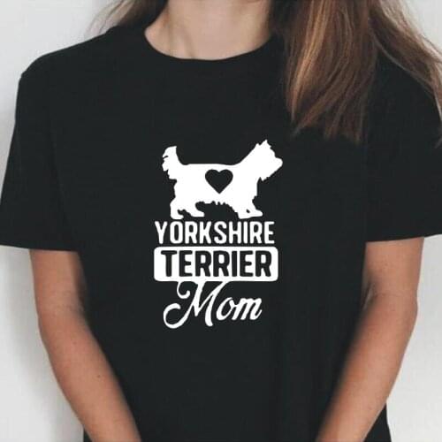 Summer Short Sleeve Harajuku Tee Shirt Femme Plus Size Funny Yorkshire Terrier Mom Printed T Shirt Women Tops Camisas De Mujer