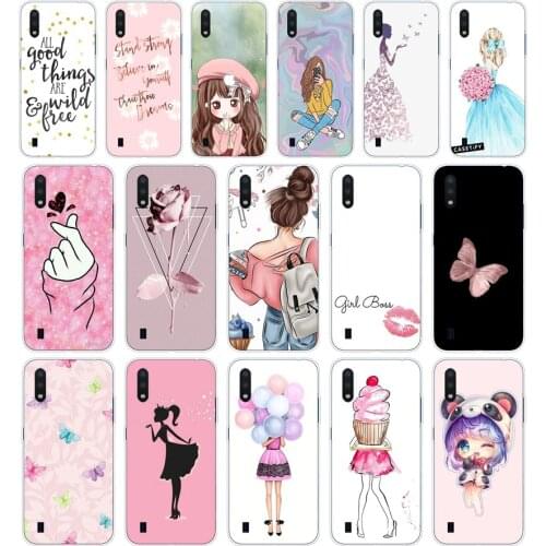 97AA Cute Girl Soft Silicone Tpu Cover phone Case for Samsung Galaxy A01 A10 2019 A20 A20E A20S M11 M21 case