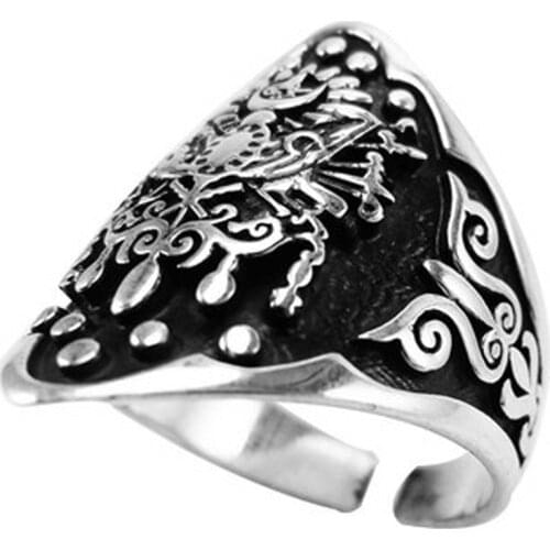 Ottoman Crest Thumb Ring in Traditional Archer 925 Sterling Silver Mens thumb ring, gift ring
