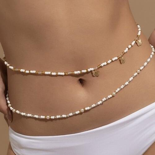 Stonefans Splicing Color Butterfly Waist Beads Set for Women Sexy Party Rave Belt Vintage Pendant Waist Jewelry Body Decoration