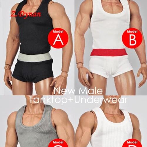 1/6 Scale Male MCTOYS F-058 black grey white Tanktop Underwear Set for 12 inches M34 M35 Strong Body Figures