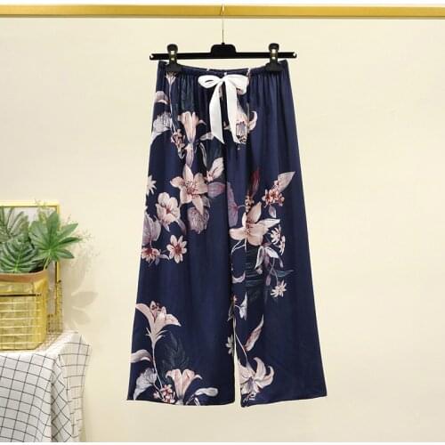 New Cotton Silk Pajamas Womens Thin Large Size Loose Trousers Pregnant Women Sleep Bottoms Wide Leg Pants Can Be Worn Outside
