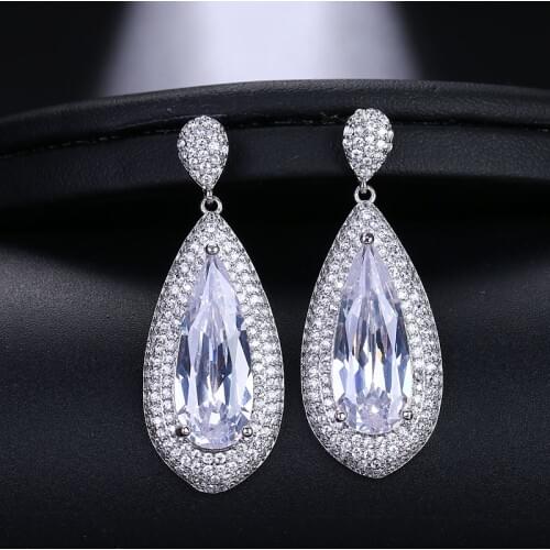 EMMAYA New Crystal Waterdrop Earrings Fantastic Bridal White Pink Colors CZ Zirconia For Women Luxury Wedding Girls Jewelry