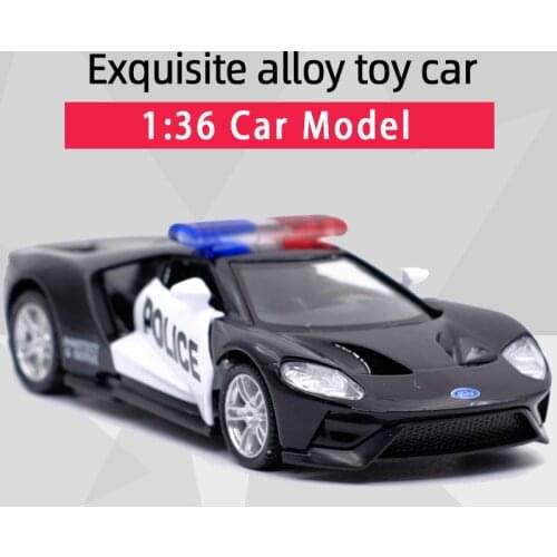 RMZ CITY 1:36 FURD GT Police Alloy Diecast Car Model Toy With Pull Back For Children Gifts Toy Collection