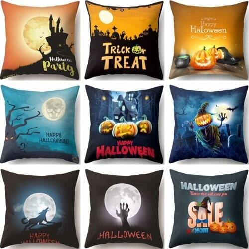 Happy Halloween Pillow Case Decorative Throw Pillow Case Cover Pumpkin Polyester Polyester Cushion Cover