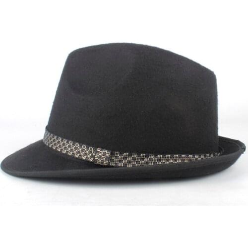 Men Women Wool Fedora Hat For Elegant Lady Homburg Fascinator Hat Autumn Winter Panama Hat Size 58CM