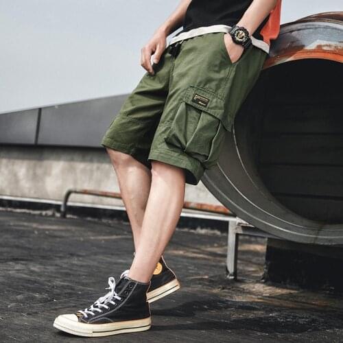 High Street Cargo Shorts Men 2021 Summer Thin Fashion Solid Color Casual Sports Shorts Trend Hip Hop Men Shorts Streetwear