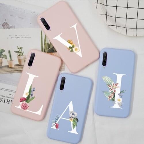 For Huawei Y9S Case Silicone Letter Flower For Huawei P Smart Pro 2019 Honor 9X Pro Case Bumper TPU Purple For Huawei Y9S Funda