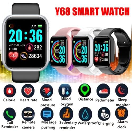 Y68S Bluetooth Smart Watch Fashion Waterproof Fitness Tracker Heart Rate Monitor Blood Pressure D20S Smartwatch For IOS Android