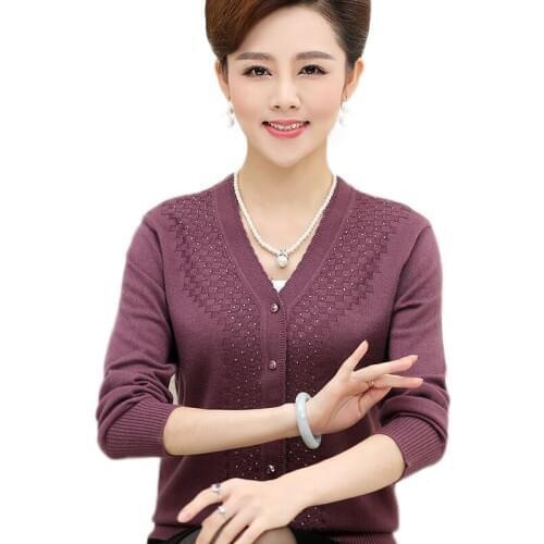 Middle Aged Women Sweater Cardigan 2020 New Fashion Autumn Winter Long Sleeve Loose Knitted Cardigan Female Sweaters Coat