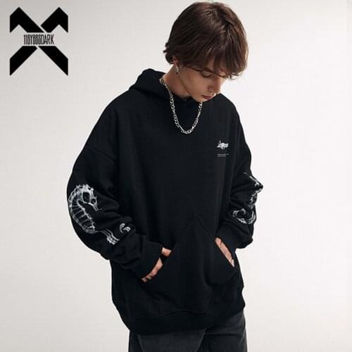 11 BYBBS DARK Loose Oversized Hoodie Sweatshirt 2021 Winter Black Pullover Men Harajuku Hoodies Hip Hop Streetwear WB303