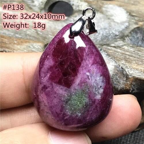 Top Natural Ruby Zoisite Tumbled Stone Pendant Jewelry For Women Men Healing Luck 32x24x10mm Beads Crystal Silver Gemstone AAAAA