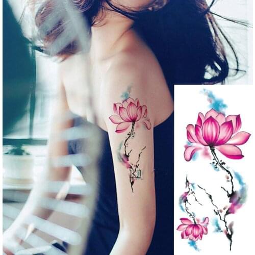2017 Waterproof temporary tattoos stickers sexy romantic dark rose flowers flash fenna tattoos fake body art Tattoo sleeve