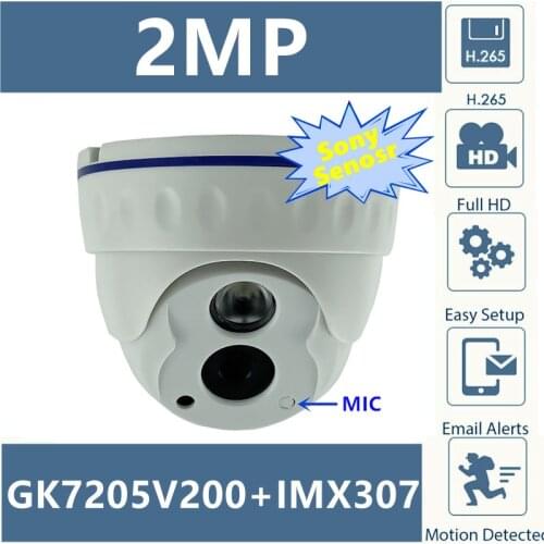 Integrate MIC Sony IMX307+3516E Audio IP Dome Camera 3MP 2304*1296 H.265 Low illumination 42Mil LED Infrared IRC CMS XMEYE ONVIF