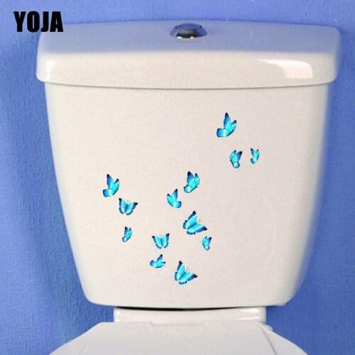 YOJA 20.6X24.8CM Modern Art Toilet Decal Wall Stickers Living Room Home Decor Bright Butterflies T3-1268