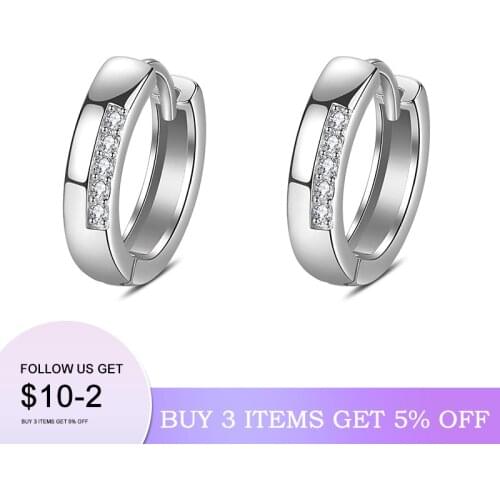 2020 NEW HOT SALE 100% Real 925 Sterling Silver Crystal Circle Earring For Women Making Jewelry Gift Wedding Party Engagement