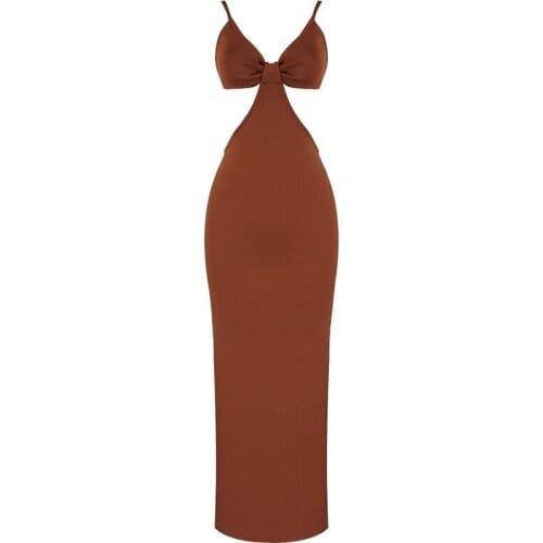 Elegant Bandage Long Dress Women Sexy V Neck Bodycon Party Club Celebrity New Maxi Dress Ladies Clothing Sleeveless