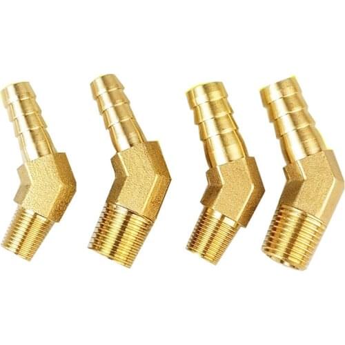 1pcs 45 Degree Elbow Legines Brass Hose Barb Fittings 8mm 9mm 10mm Hose ID to ZG1/8" 1/4" Male Thread Adapter