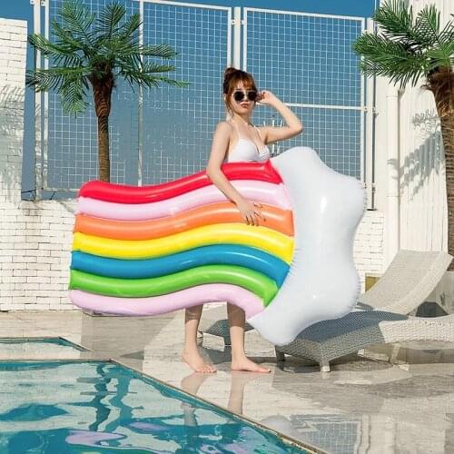 1 pcs Girl Heart Inflatable Seven Colors Floating Row Rainbow Floating Chair Cloud Floating Bed