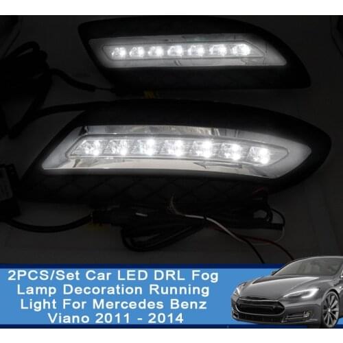 2PCS/Set Car LED DRL Fog Lamp Decoration Running Light For Mercedes Benz Viano 2011 - 2014 12V Daytime Daylight Car Light