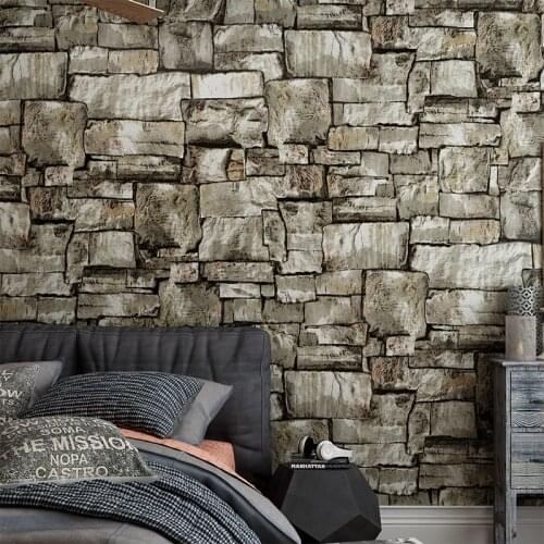 Beibehang 3D simulation brick wall wallpaper retro nostalgic marble stone pattern bar coffee shop industrial wind 3d wallpaper