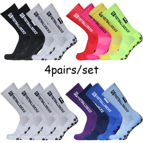 4pairs/set New FS Football Socks Grip Non-slip Sports Socks Professional Competition Rugby Soccer Socks Men and Women