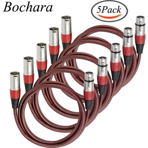 Bochara High Elastic XLR Cable Male to Female Extension Cable Shielded For Mic Amplifier Mixer 5Pack