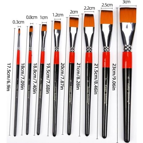 8 Pcs Nylon Hair Flat Peak Oil Painting Brushes Acrylic DIY Watercolor Pen For Artists Painters Beginners