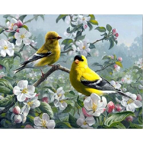 DIY diamond embroidery flowers yellow birds 5D full square diamond painting cross stitch kits mosaic crafts hobby needlework