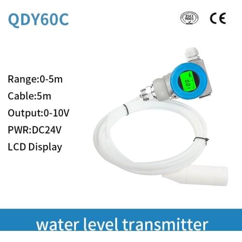QDY60C LCD Display Anticorrosive Tank Chemicals Level Indicator Sensor 0-10V Waste Water Liquid Level Acid Liquids Transmitter