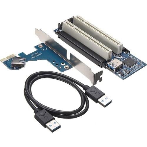 For Windows 2000/XP/Vista/Win7/Win8 1pc PCI-E Express X1 to Dual PCI Adapter Capture Riser Card With USB 3.0 Cable Pohiks