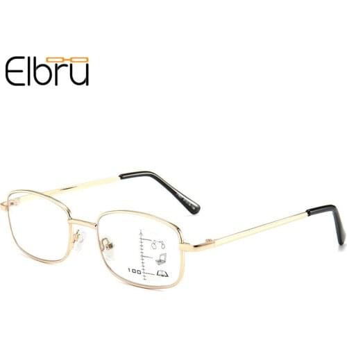 Elbru Anti Blue Ray Progressive Multi-focus Presbyopic Glasses Smart Zoom Metal Reading Glasses For Men&Women Diopters +1.0 +3.5