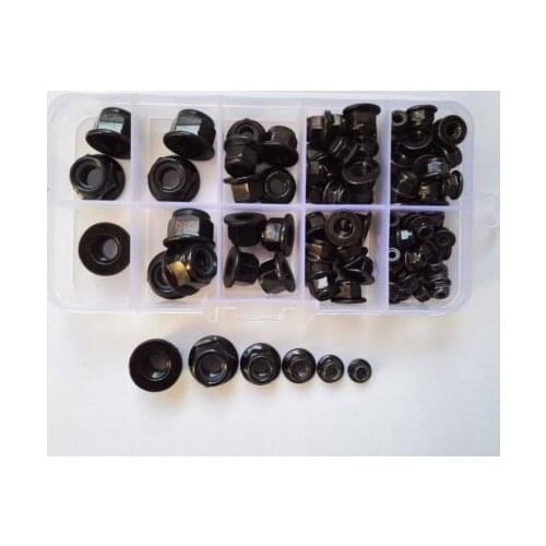 100PCS M3 M4 M5 M6 M8 Stainless Steel Flange Locking Nut Assortment Set Black