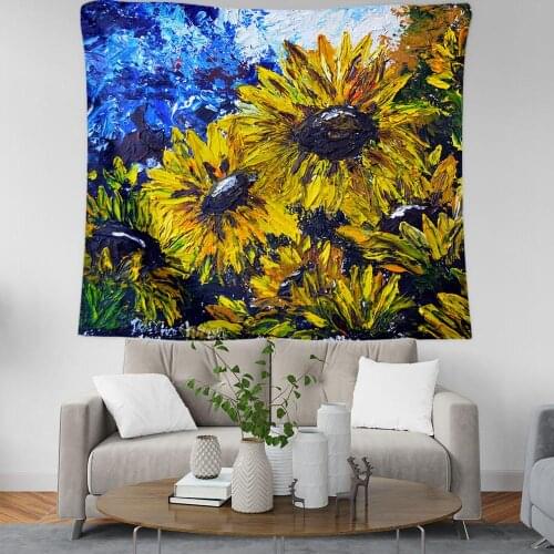 PLstar Cosmos Bohemian sunflower oil painting Tapestry 3D Printing Tapestrying Rectangular Home Decor Wall Hanging style-14