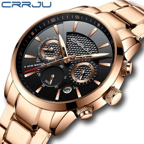 CRRJU classic color matching new style mens watch, business banquet essential high-end watch, waterproof quartz unique style