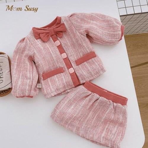 Newborn Baby Girl Cotton Padded Clothes Set Jacket+Skirt 2PCS Winter Infant Toddler Vintage Outfit Birthday Baby Clothes 0-3Y