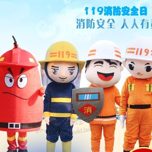 Firefighter fireman mascot costume props clothes stage doll costume for Halloween Christmas Party Masquerade Anime Shows